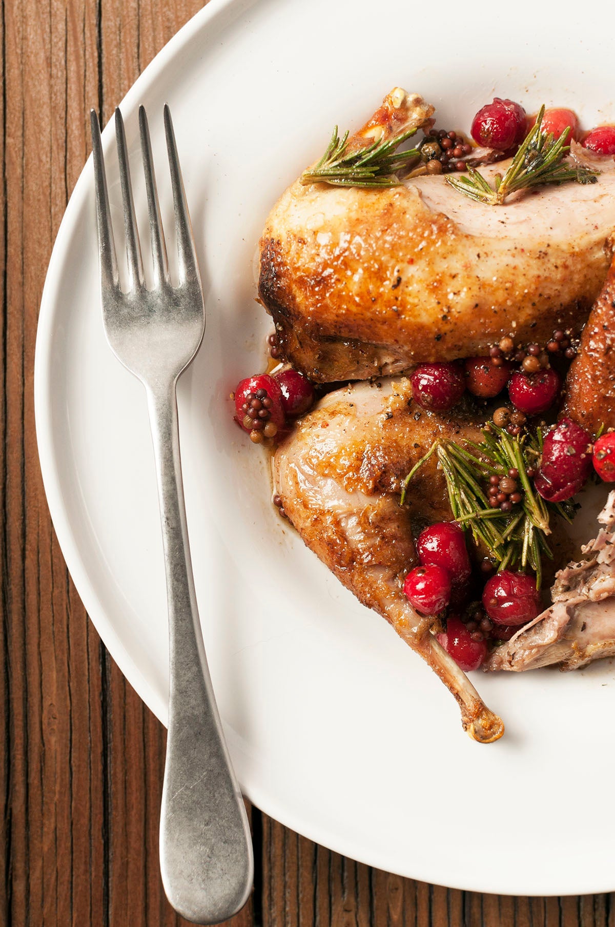 Partridge with cranberries and rosemary